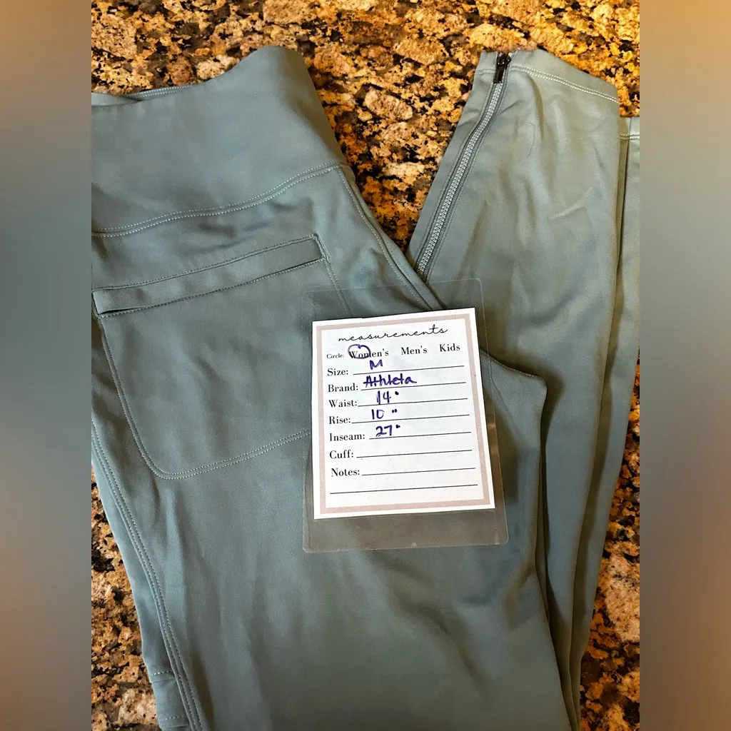 Athleta Women's Delancey‎ Moto Tight Minimalistic Gray/Green sz M - Image 6