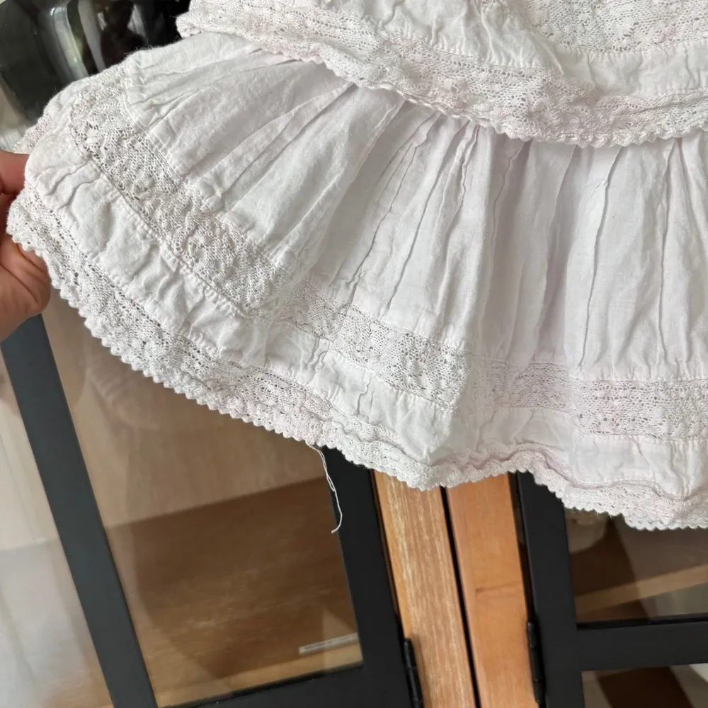 LoveShackFancy tiered mini skirt lace ruffles heritage pastel preppy small - Image 8