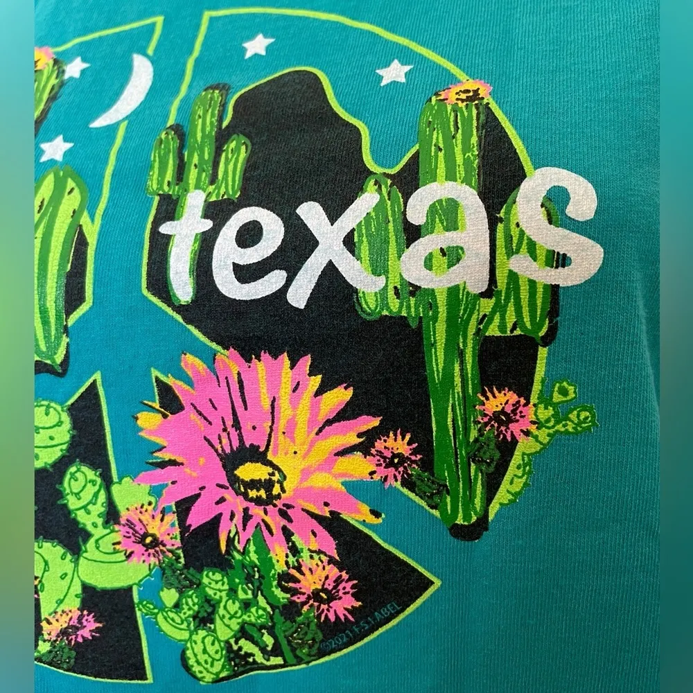 Port & Company Graphic Novelty Western Desert Floral Cactus Peace Texas T Shirt - Image 3