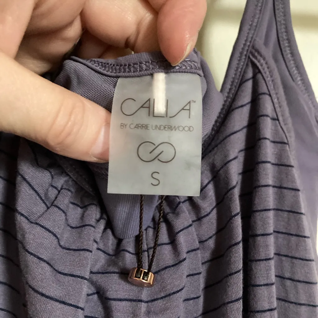 Calia byCarrie Underwood Lilac & Gray Striped 2in1 Sports Bra Under Tank Top #Gr - Image 2