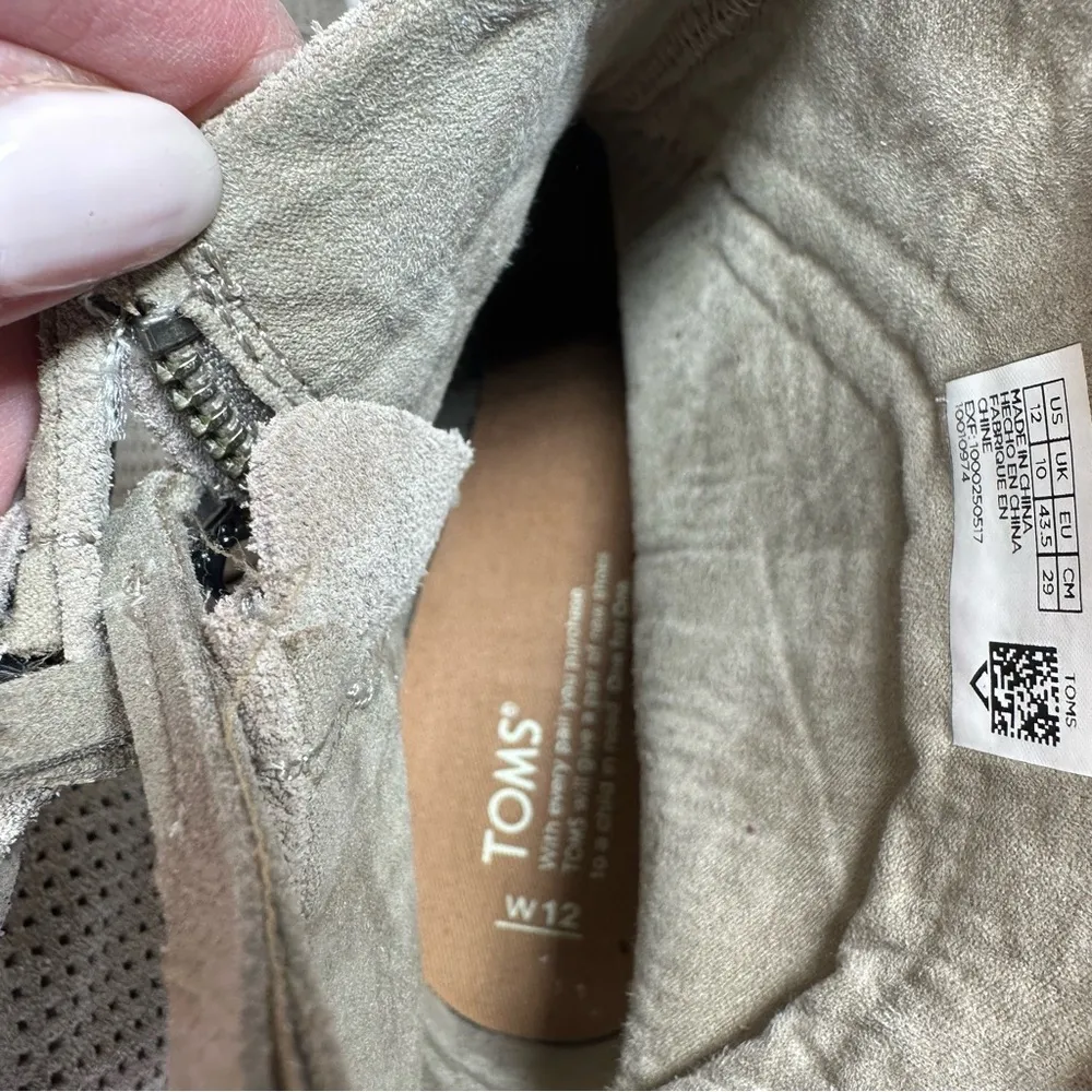 TOMS Booties Lunata Desert Taupe Beige Suede Cut Out Womens Shoes Ankle Boots 12 - Image 9