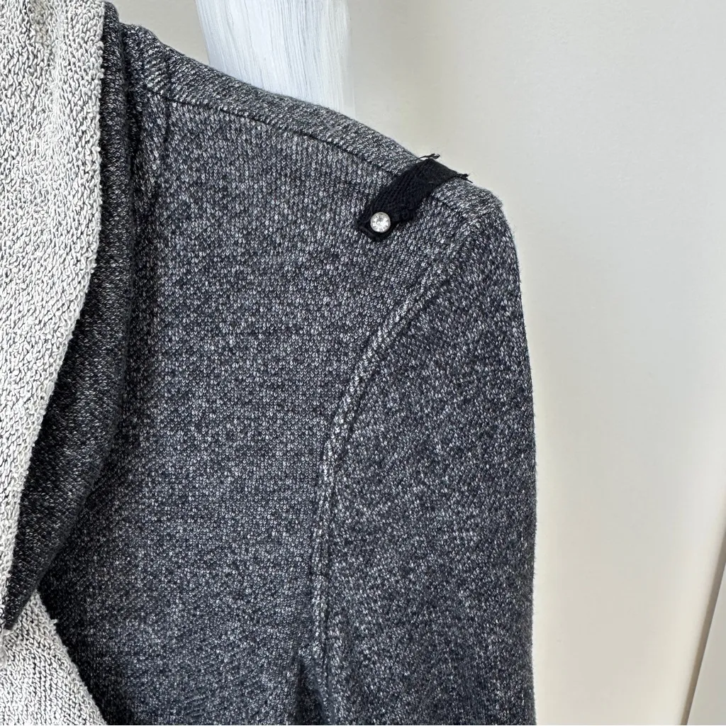 Blanc Noir Draped Front Grey Zippered Lightweight Jacket Size Large - Image 3