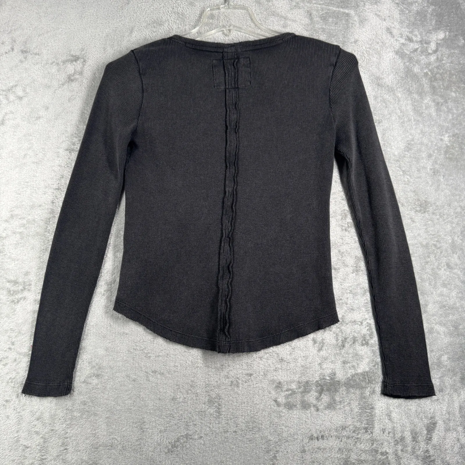 Pilcro Thermal Top Long Sleeve V Neck Casual Layering Shirt Black Gray‎ Small - Image 3