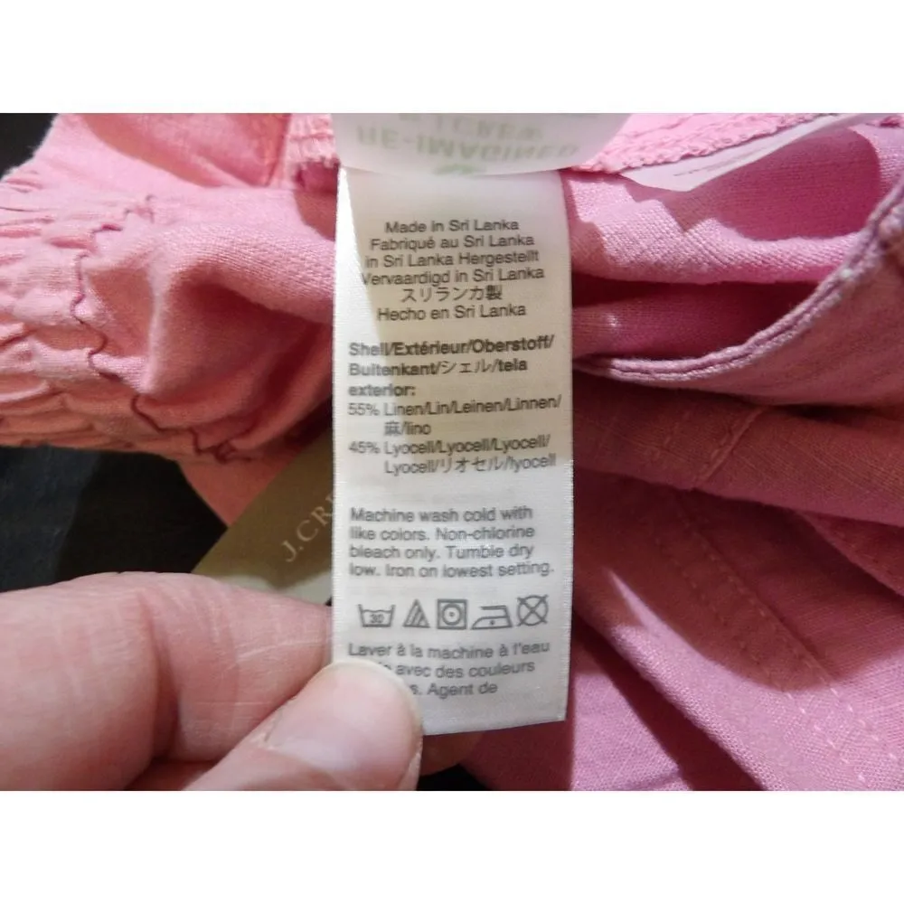 NWT‎ J Crew Womens Bohemian Rose Linen Blend Tie Waist Seaside Pants XS - Image 5