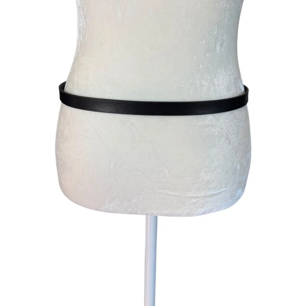 Women's push button black leather belt small 31" Length - Image 5