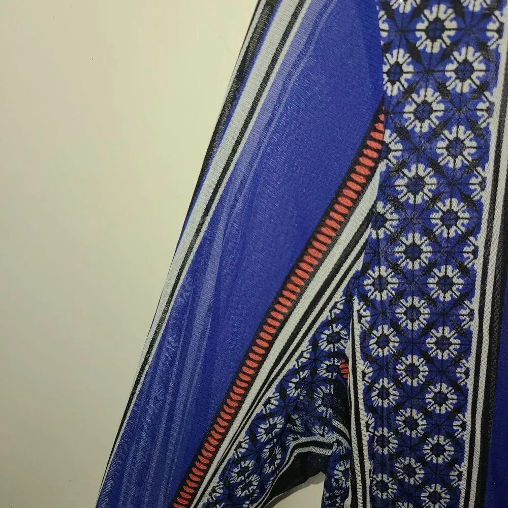 INC International Concepts Sheer Boho Blouse. **No Cami Blue Size L - Image 6