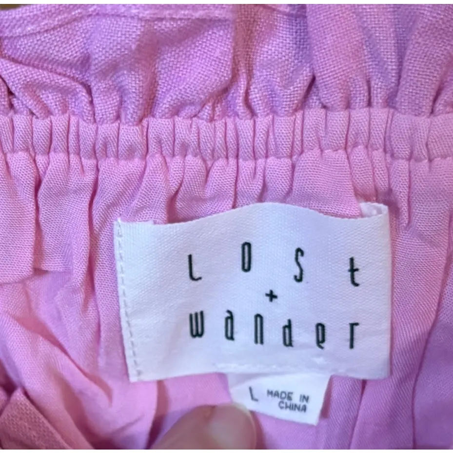 Revolve Lost + Wander Pink Tie Straps Crop Top Size Large   NWT - Image 3