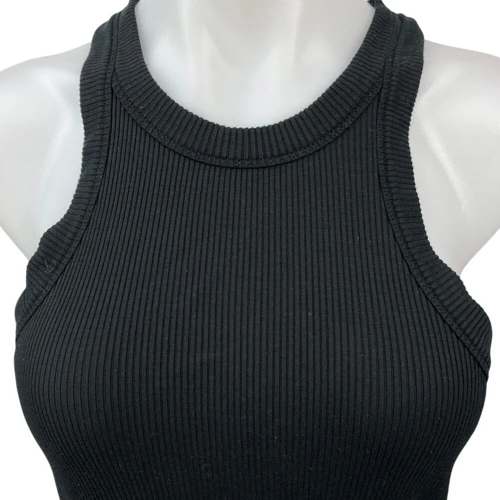 WSLY Black Ribbed Racerback Sleeveless Crew Neck Stretch Knit Tank Top Size XL - Image 3