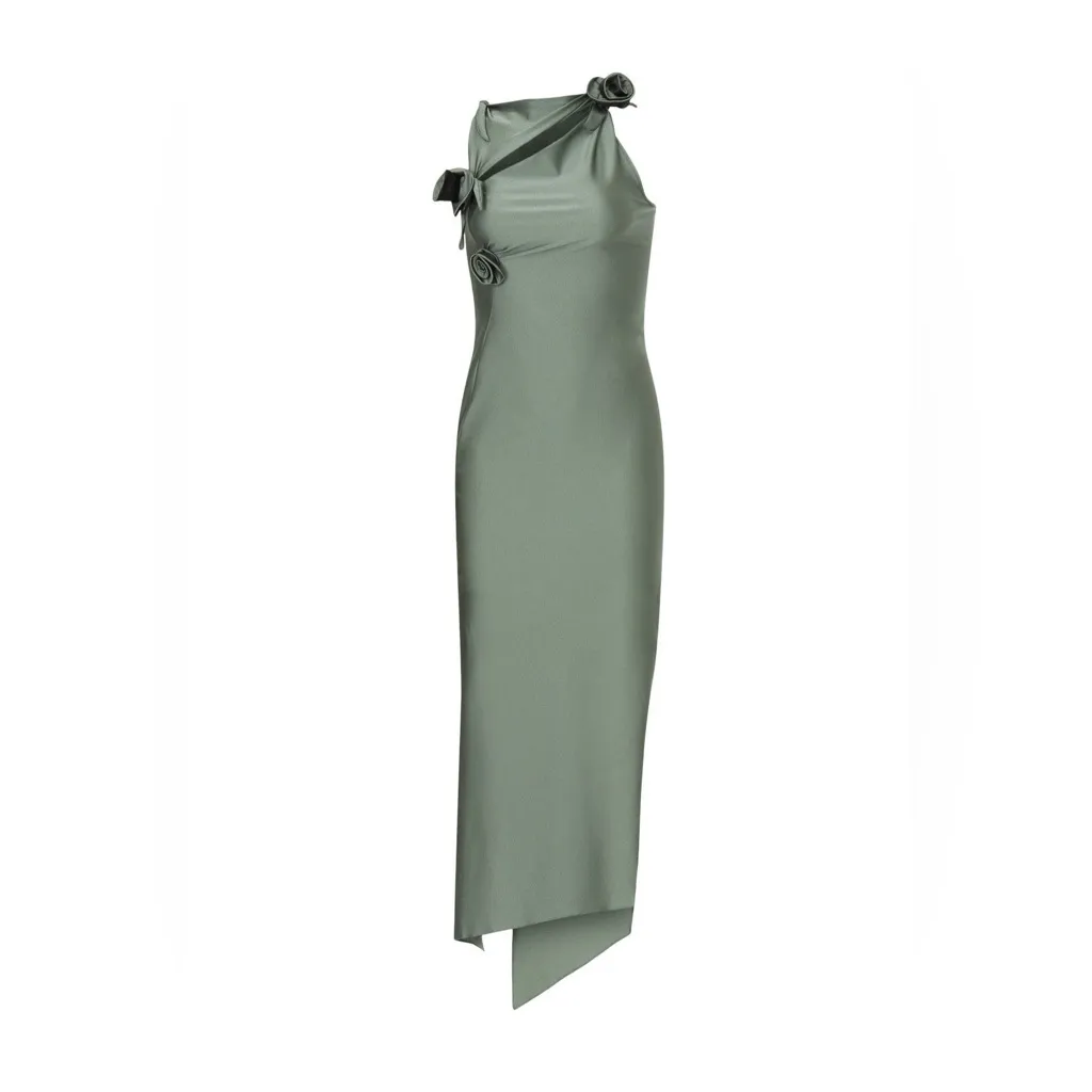 Coperni Asymmetric Flower Gown Green Size L - Image 8