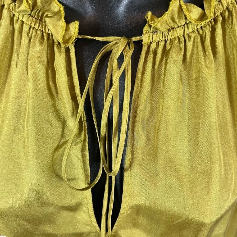 David Meister Chartreuse Embroidered Tunic Top Silk Shift Mini Dress - Image 5