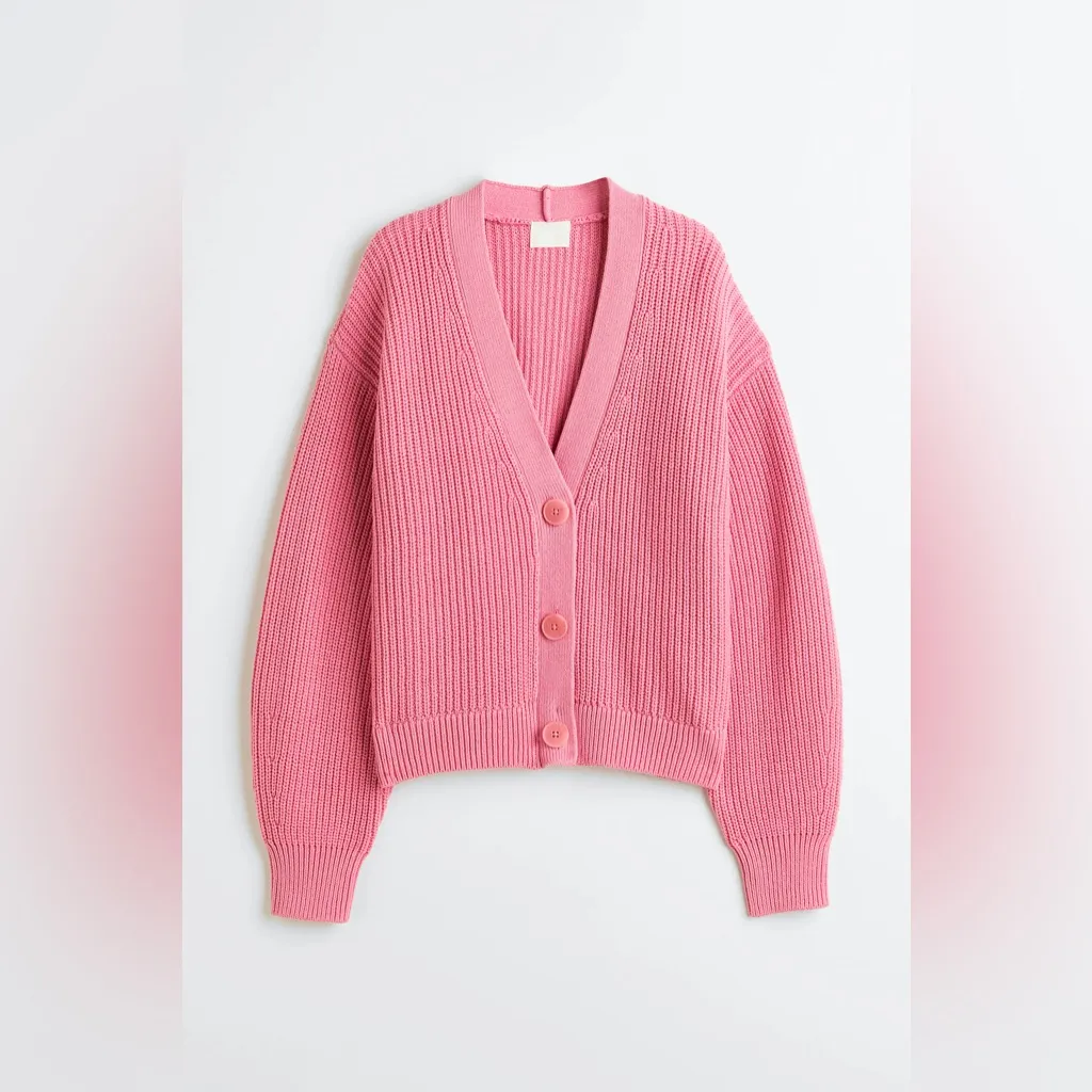 H&M RIB-KNIT CARDIGAN in Pink - Size: XS - Image 5