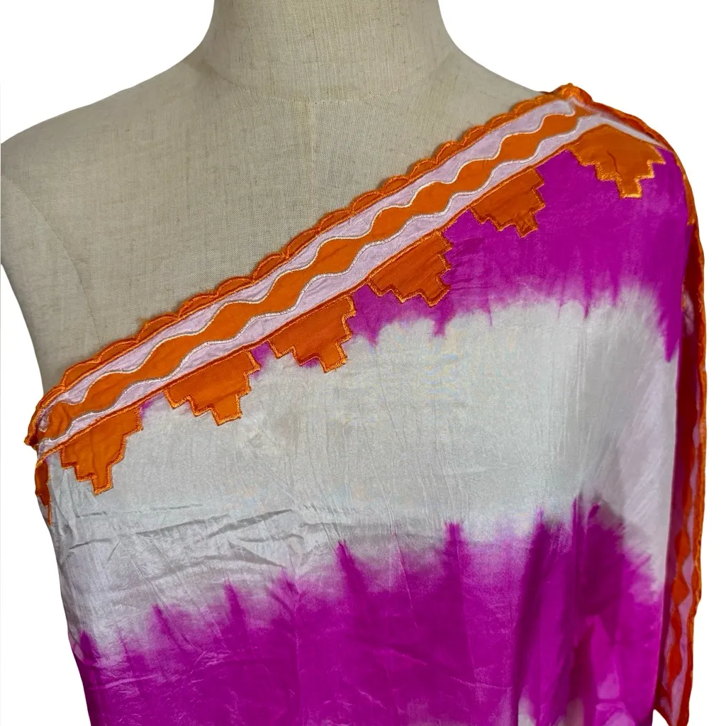 Sir Alistair Rai Goa 100% Silk Asymmetrical One Shoulder Caftan Kim Kardashian Pink Size M - Image 4