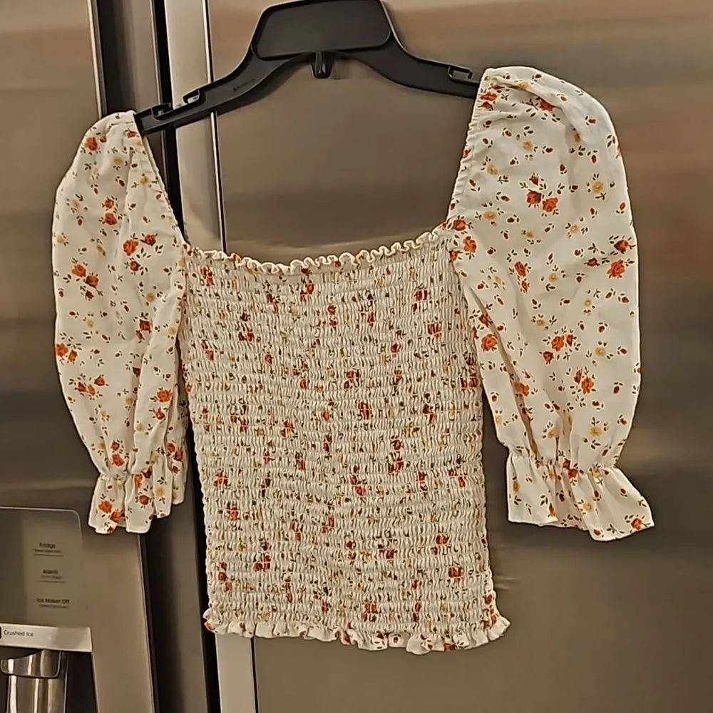 💕REFORMATION Clementine Ruched Floral Linen Top ~ Veronica Micro Floral XS NWOT - Image 15