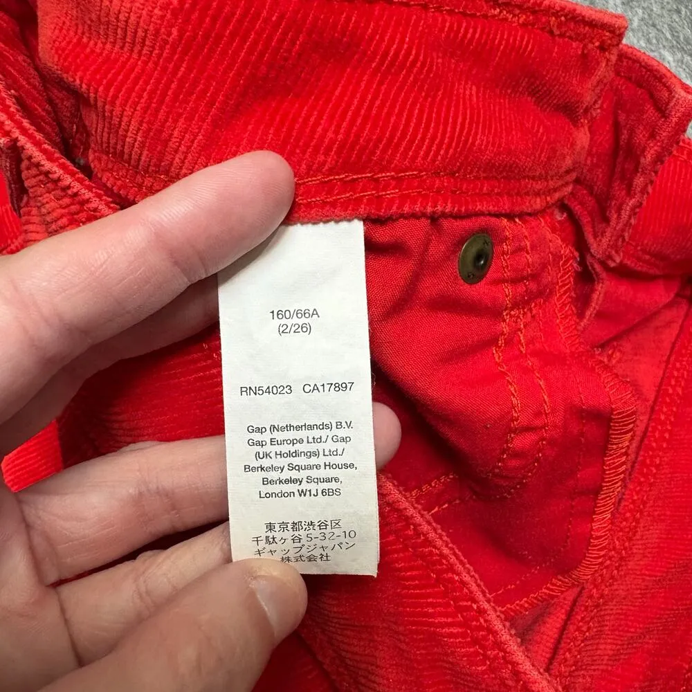 Gap Stretch Bright Red Corduroy Mini Skirt 4th of July Fall SZ 2 60s Twee Warm - Image 4