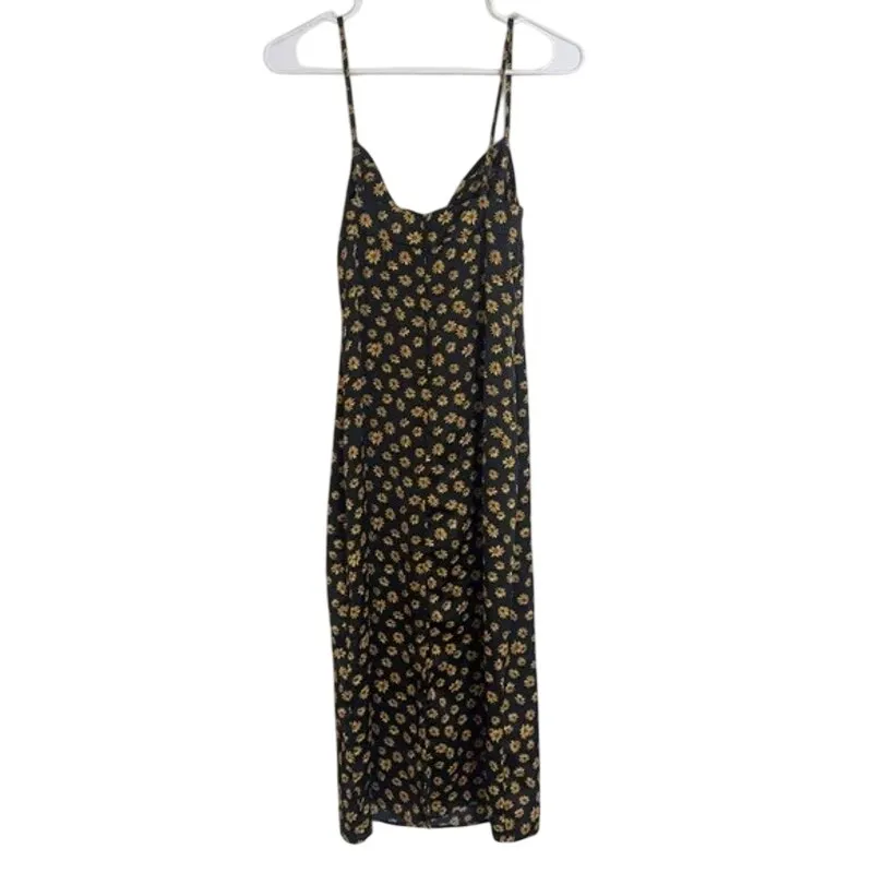 NWT WeWoreWhat Ditsy Floral Daisy Cowl Neck Slip Cocktail Midi Dress 6 Black - Image 6