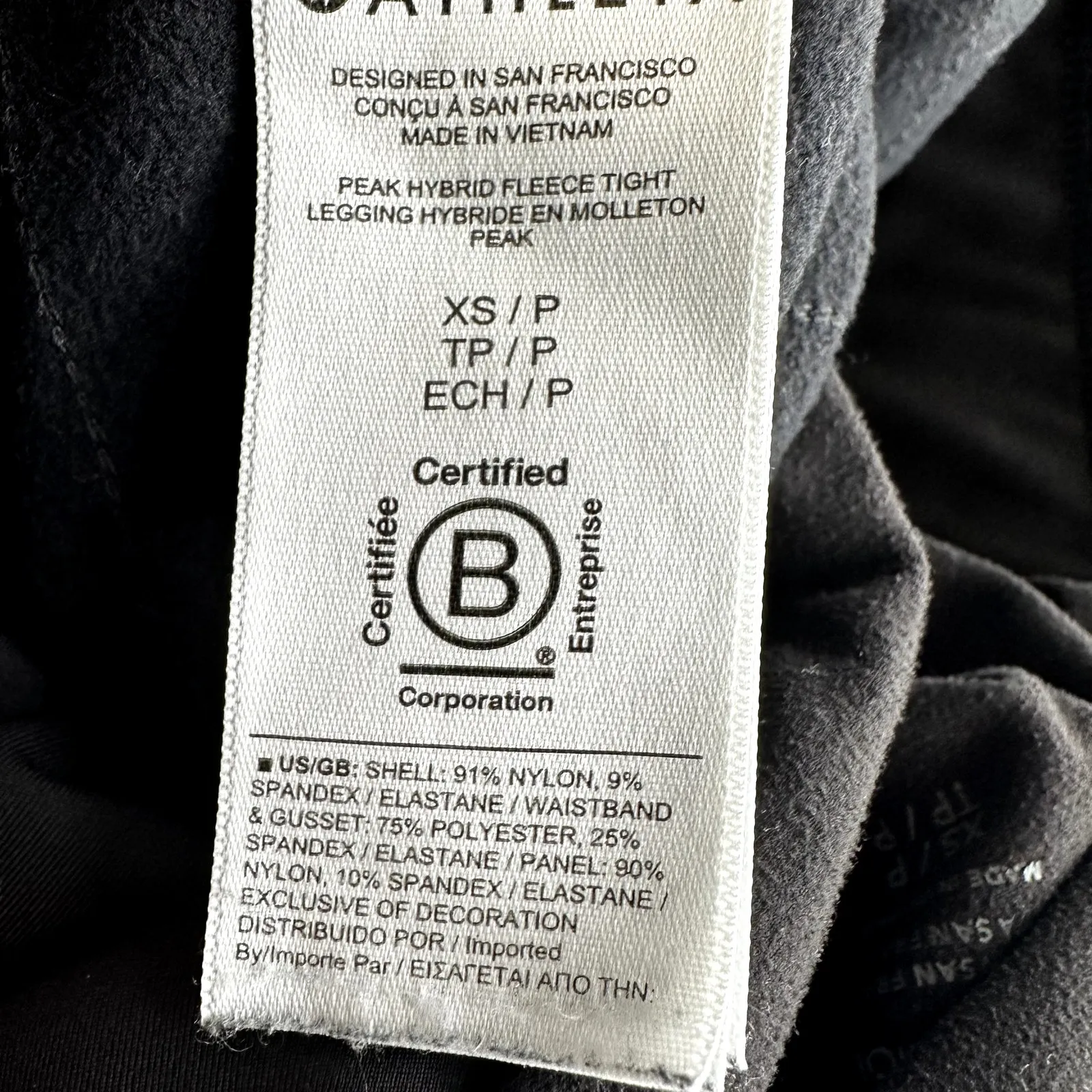 Athleta Peak Hybrid Fleece Tight Zip Pocket High Rise Water Resistant Black XS - Image 4