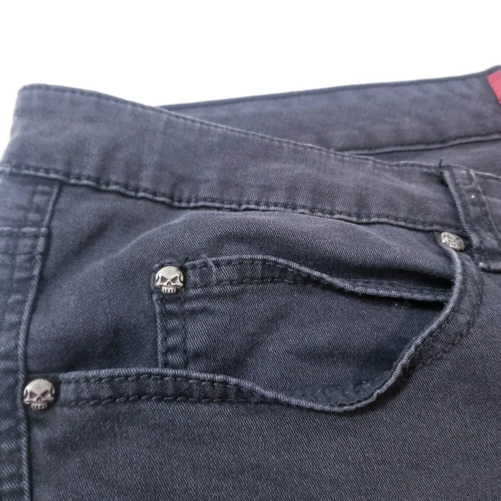 Tripp NYC Skull Studded Mid Rise Skinny Black Jeans - Image 10