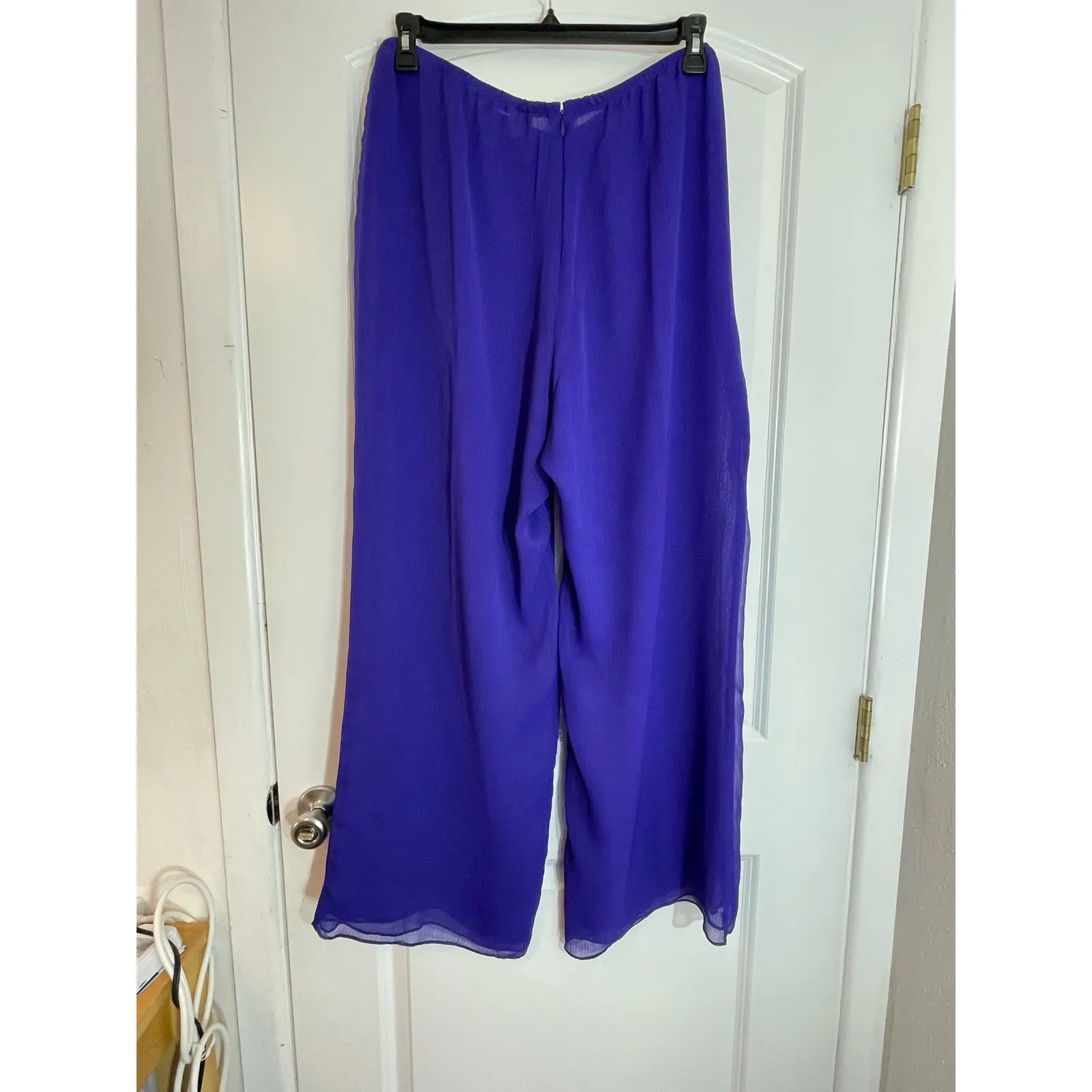 Ursula of Switzerland 3 Piece Pant Suit 18W Purple Sheer Chiffon Gauzy Wedding - Image 9