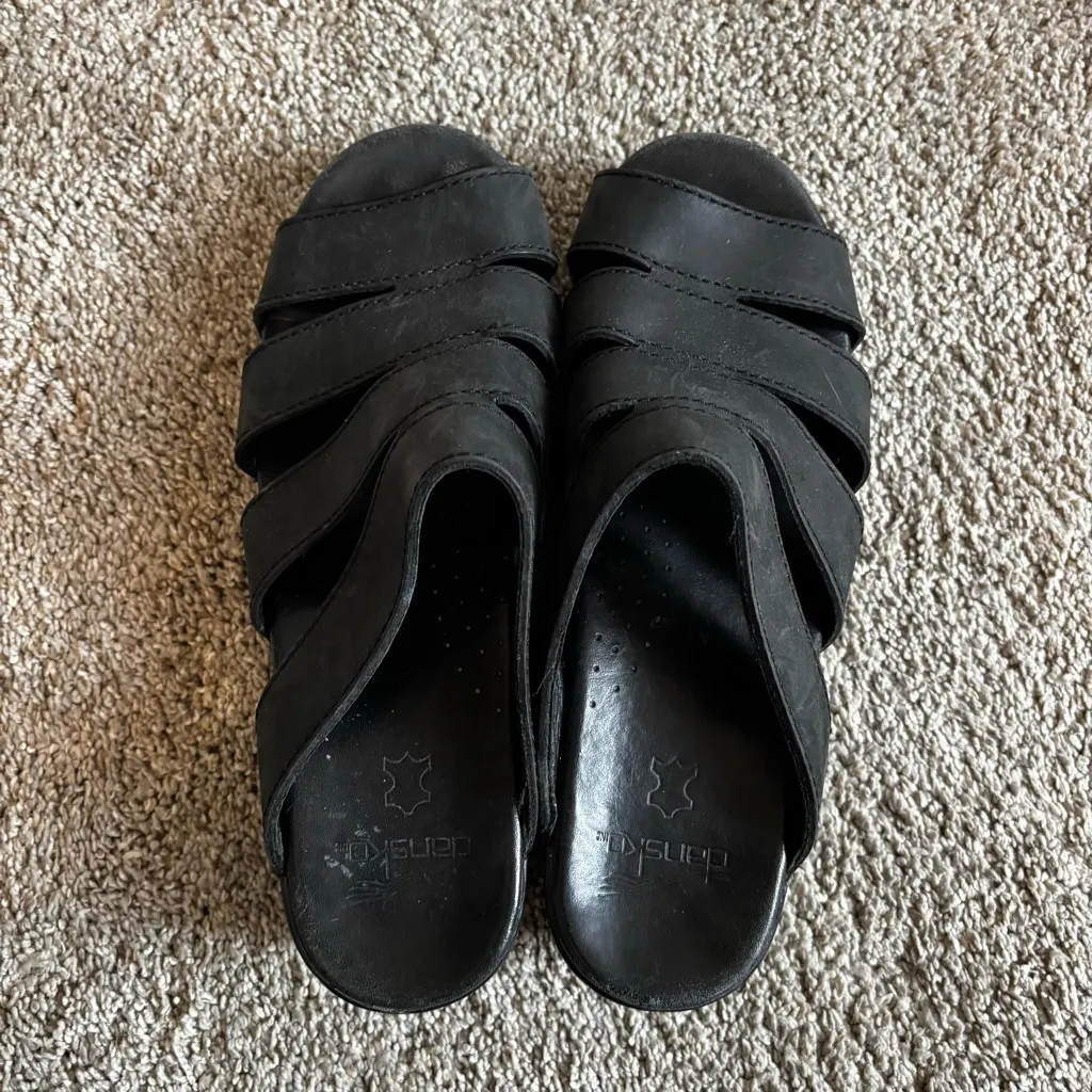 Dansko Womens Black Leather Slide Sandals Sz US 10.5-11 EU 41 - Image 5