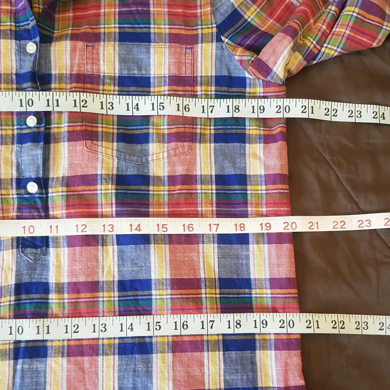 J.CREW Womens Button down Shirt Sz Medium Boy fit Plaid Preppy Western Bohemian - Image 11