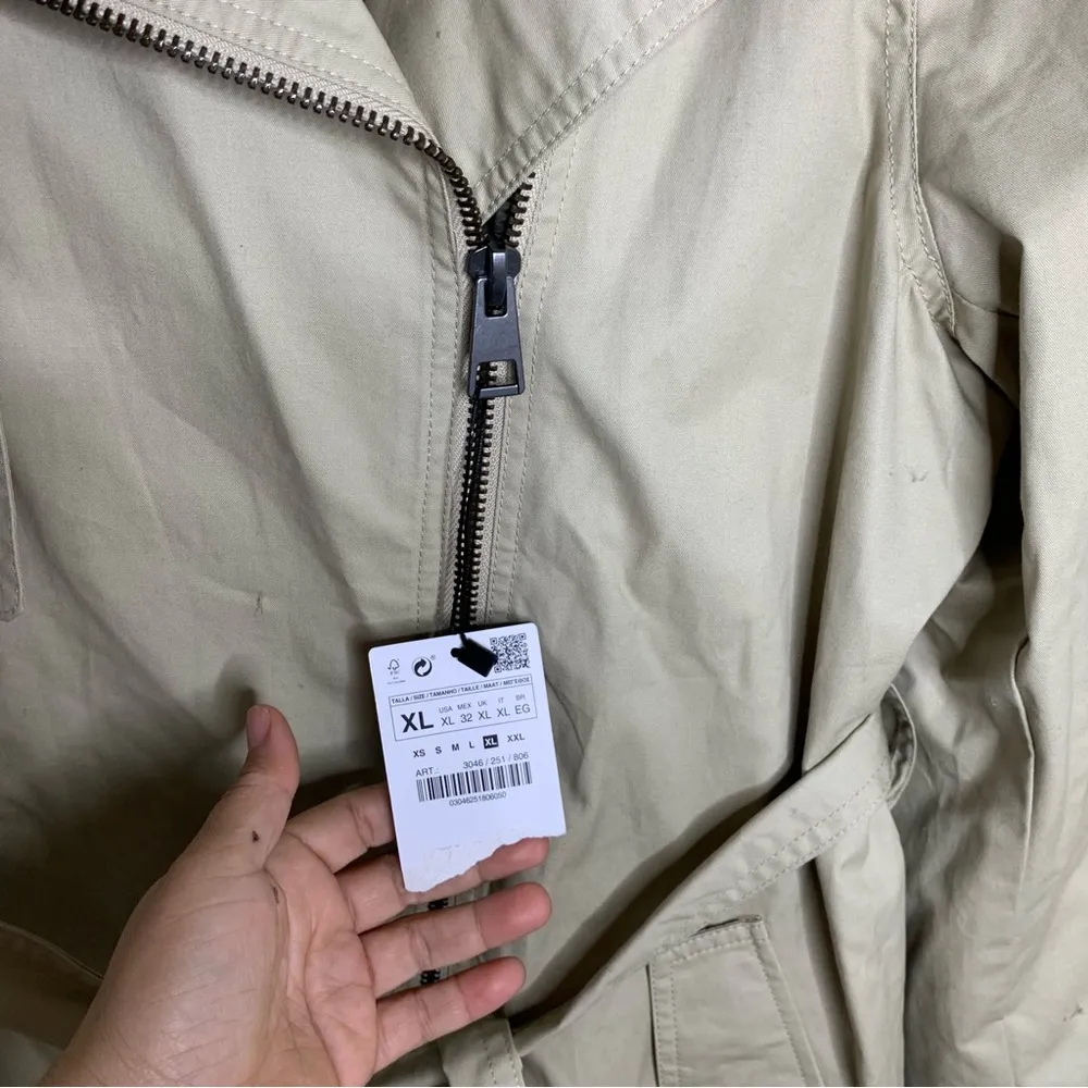 Zara tan belted trench coat‎ size XL women minimalist old money blogger favorite - Image 2