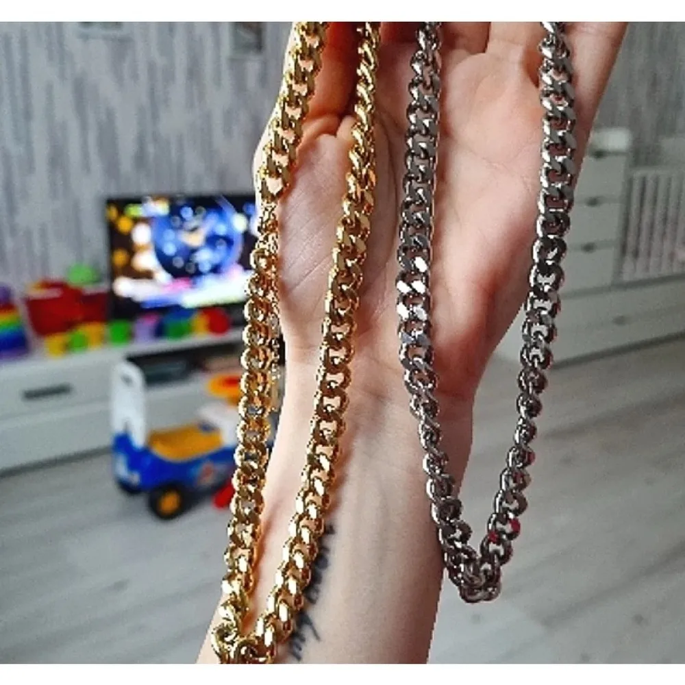 NEW Chain Necklace White Gold Curb Link Choker‎ Statement Jewelry Unisex, 16-18" - Image 5