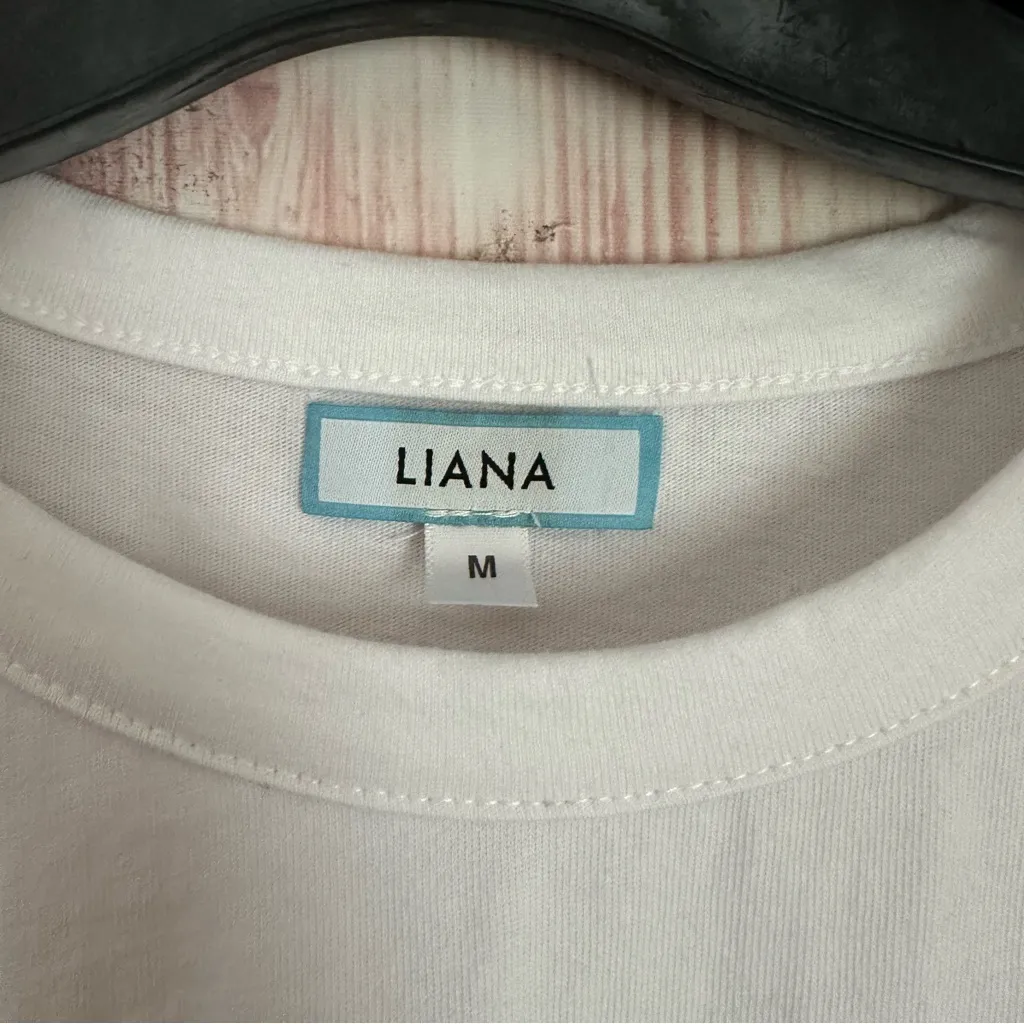 Liana White Rabbit Fur Pocket Crewneck Cropped T Shirt NWOT Size M Size M - Image 7