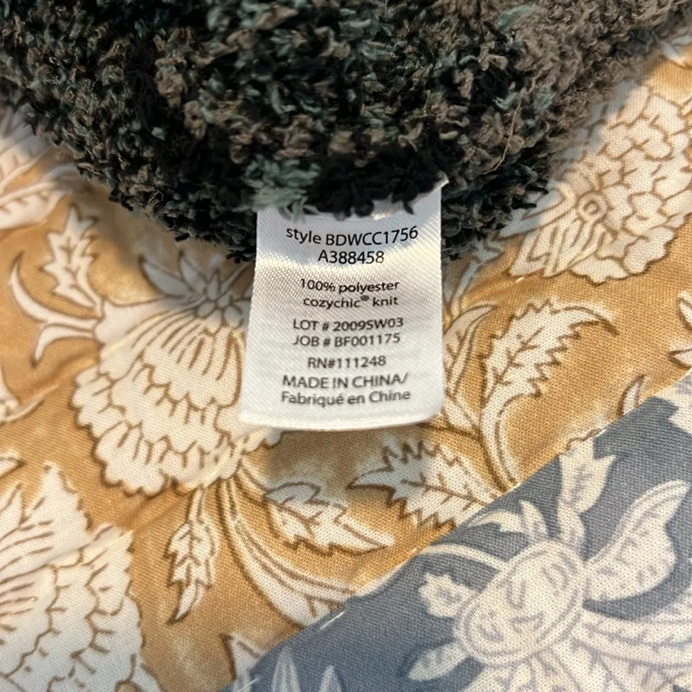 Barefoot Dreams Cozy Chic Seaside Crewneck Pullover Sweater Green Camo XL - Image 7