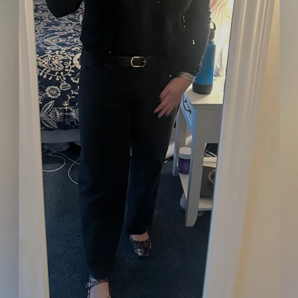 Women's Mid-Rise 90's Relaxed Straight Jeans - Wild Fable™ Black Wash 12 - Image 6