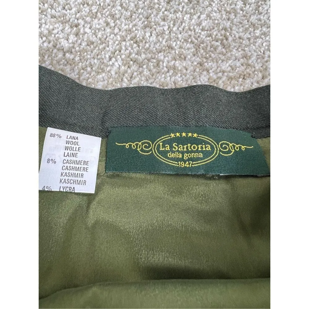 La Sartoria women skirt wool blend green made in Italy size small - Image 5