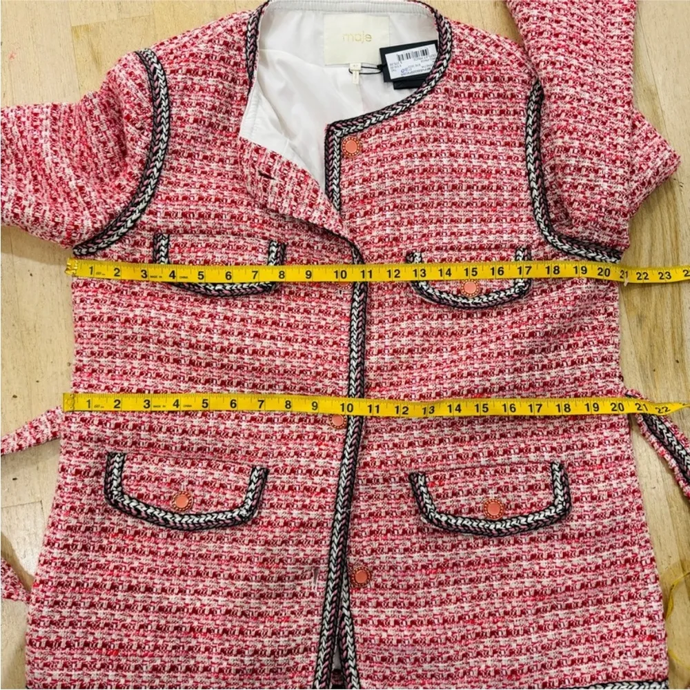 MAJE Venetia Two Tone Tweed Pink Rose Rouge
Belted blazer NEW - Image 13
