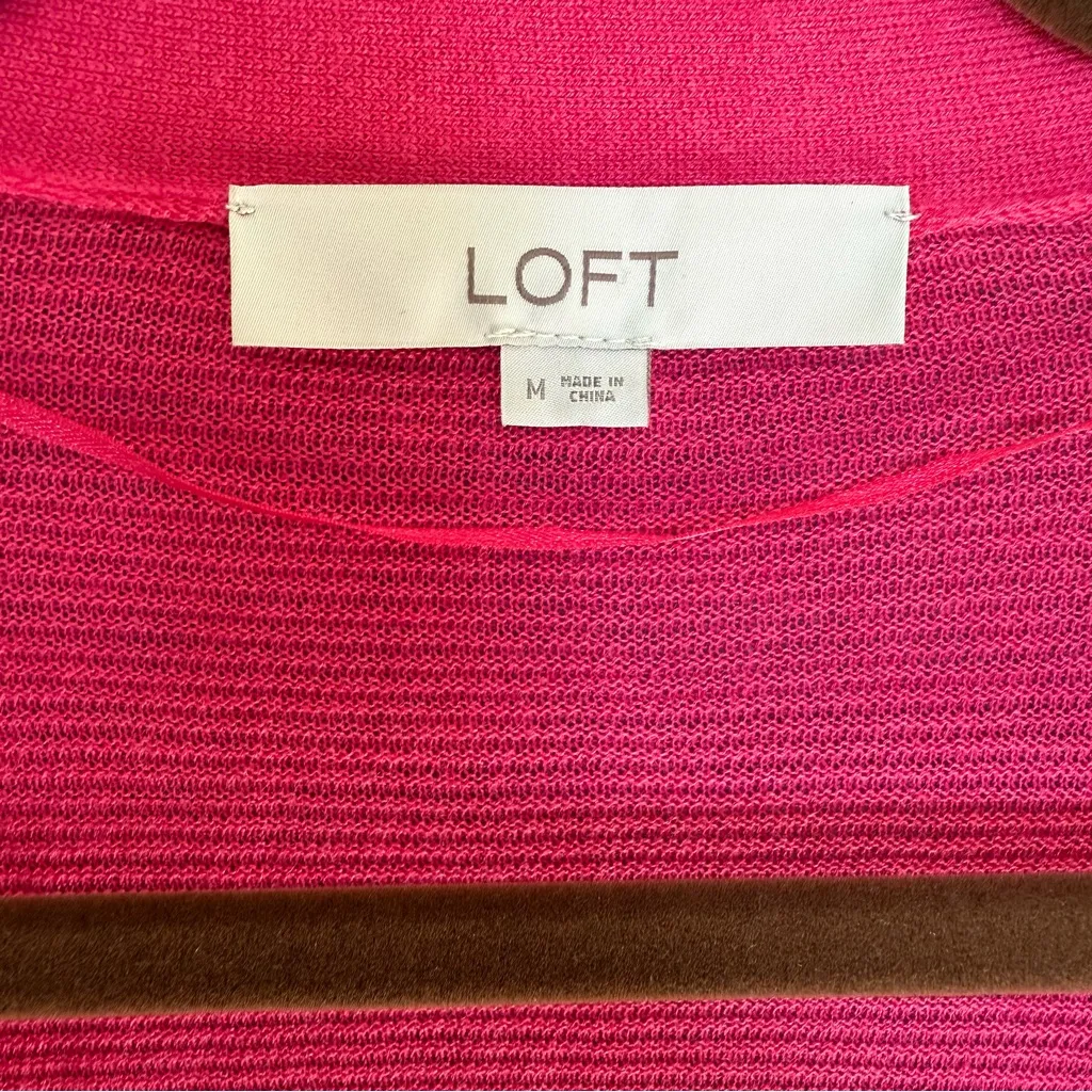 LOFT women’s‎ bright pink Open-Front Cardigan size Medium - Image 7