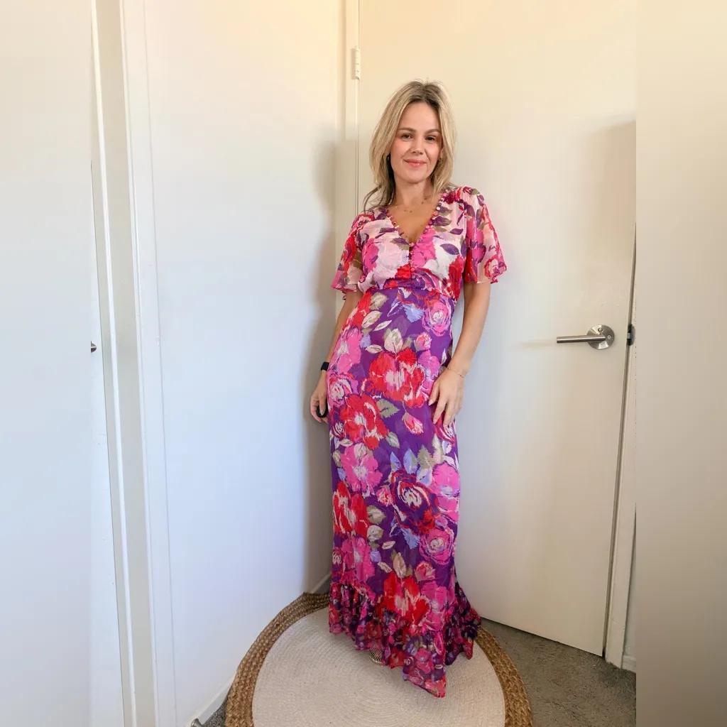 MISA Calista Floral Open-Back Maxi Lilac Coming Up Roses - Image 2