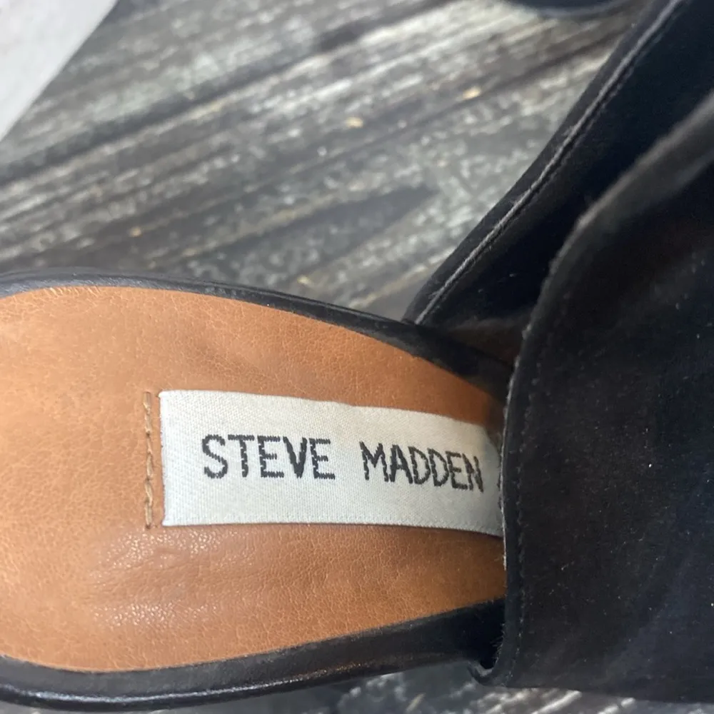 Steve Madden Black Carnabi Suede Ankle Strap Heel Shoes 6.5 - Image 6