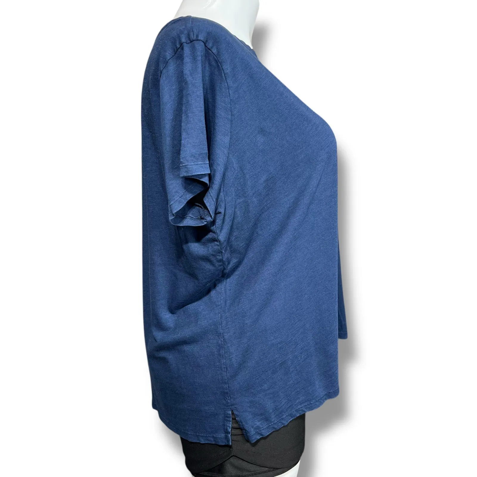 Maurices Womens TShirt Pullover Short Sleeves Crew Neck Split Side Seams Blue 1X - Image 2