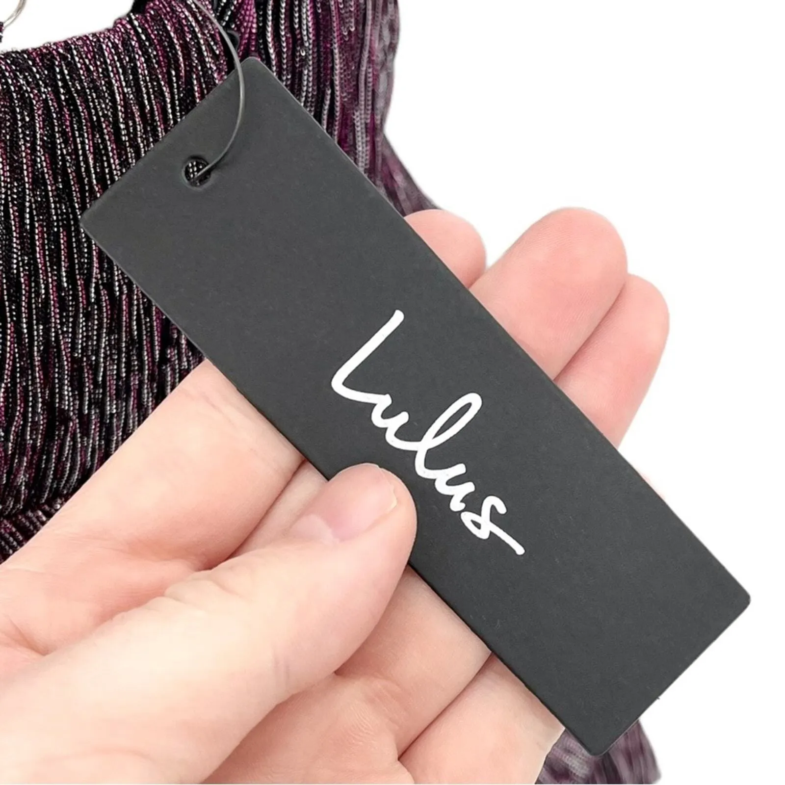 Lulus Dress Women Size Small Glowing Gorgeous Mini Magenta Metallic Tiered NWT - Image 3