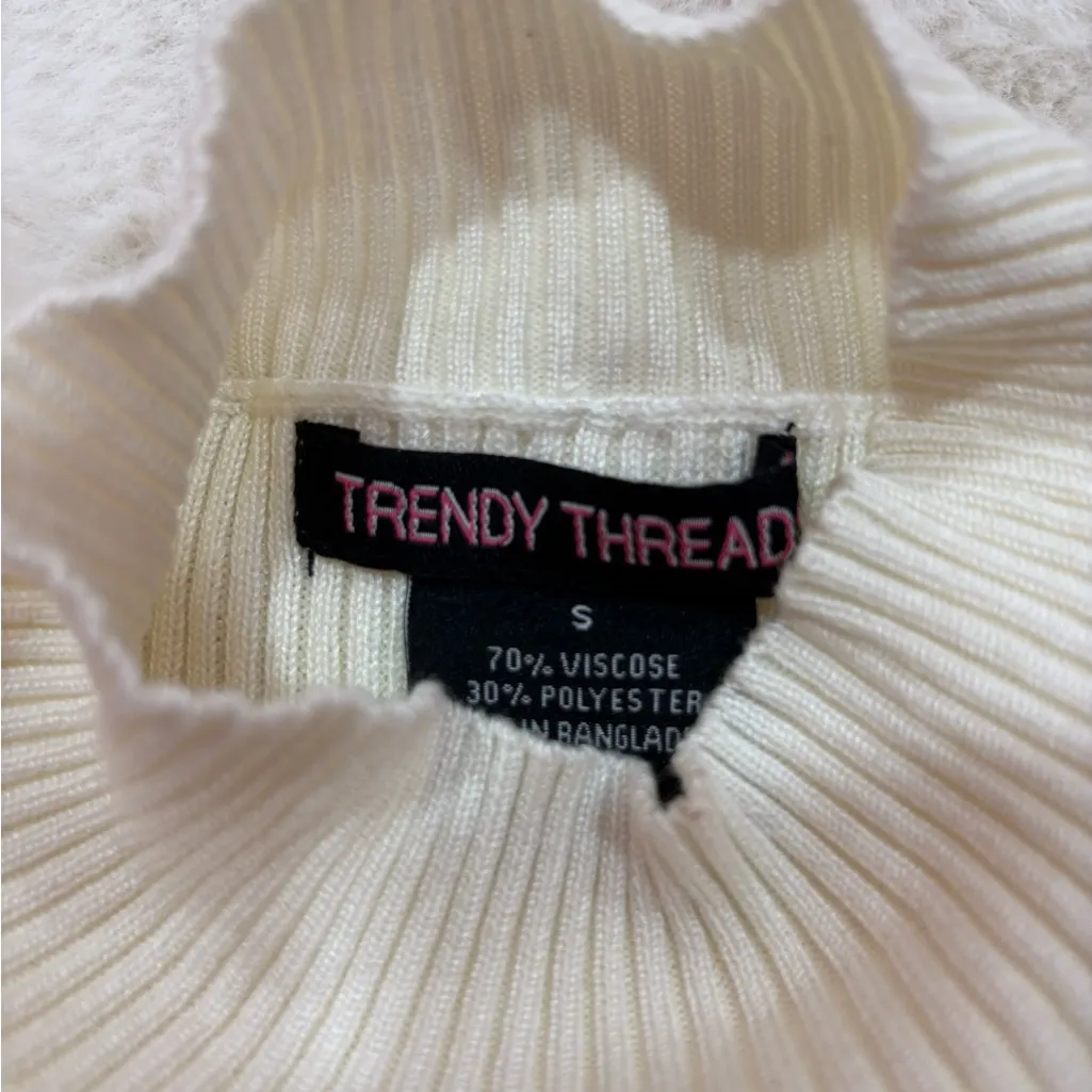 Cream Ribbed Cutout Sweater - Image 2
