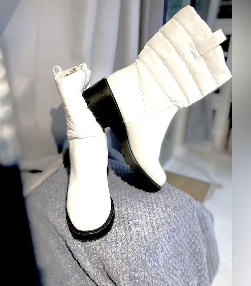 NIB Just Fab Boots Women's Bright White Aubrey Pull On Snow Boots, Size:10 - Image 3