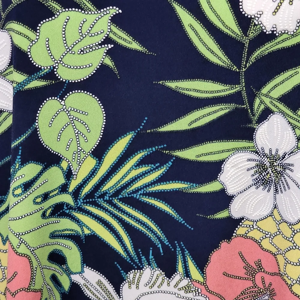 Ruby Rd. Deep Tropics Tropical Floral Puff Printed Ruffled Sleeve Top Size xlp - Image 3