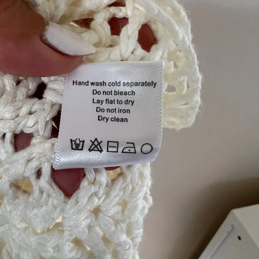 Mumu Mellow Crochet The Day Away Beige Cream Short Sleeve Dress Coverup Size M - Image 6