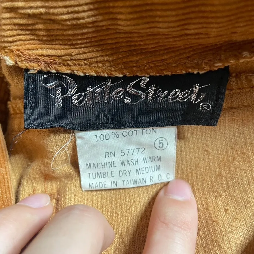 Petite Street‎ High Waisted Corduroy Pants Women Size 5 Caramel Flare Leg Orange - Image 2