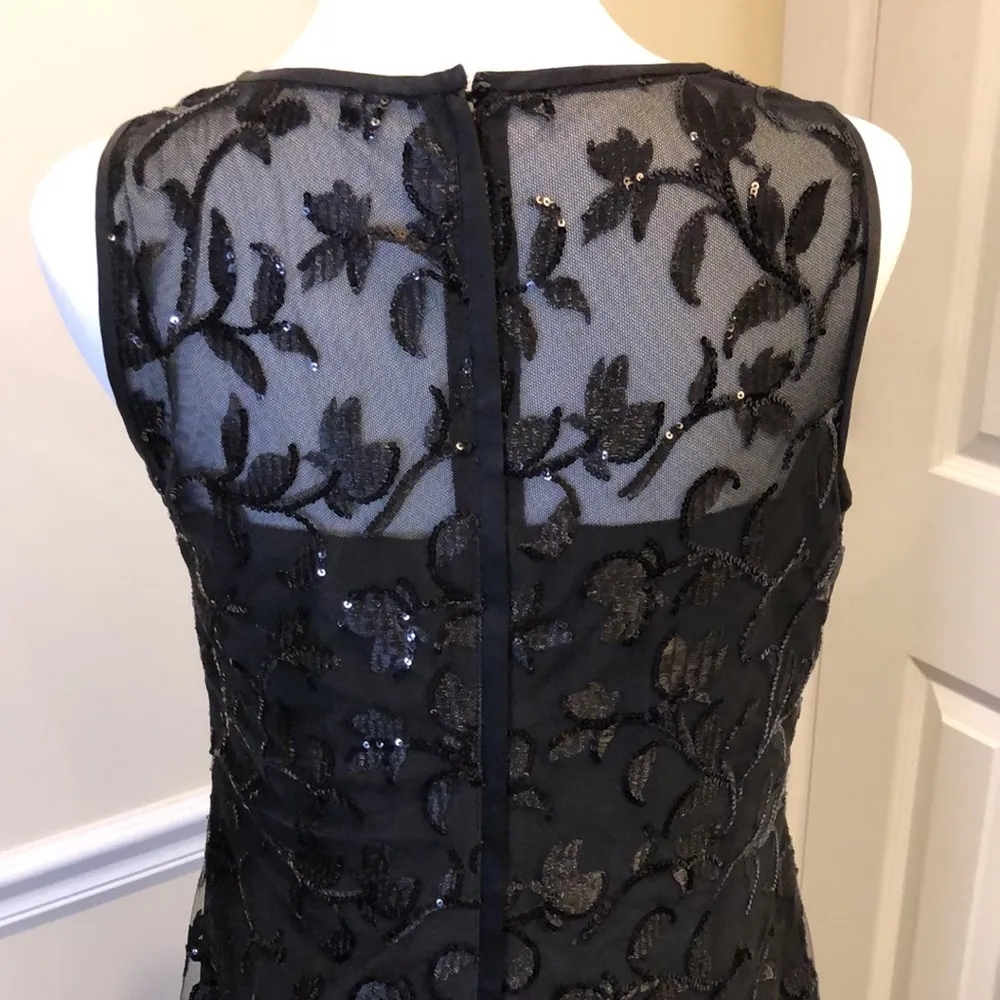 Evening Embroidered & Sequin Sleeveless Black Sheath Dress Sz 6 NWT - Image 6