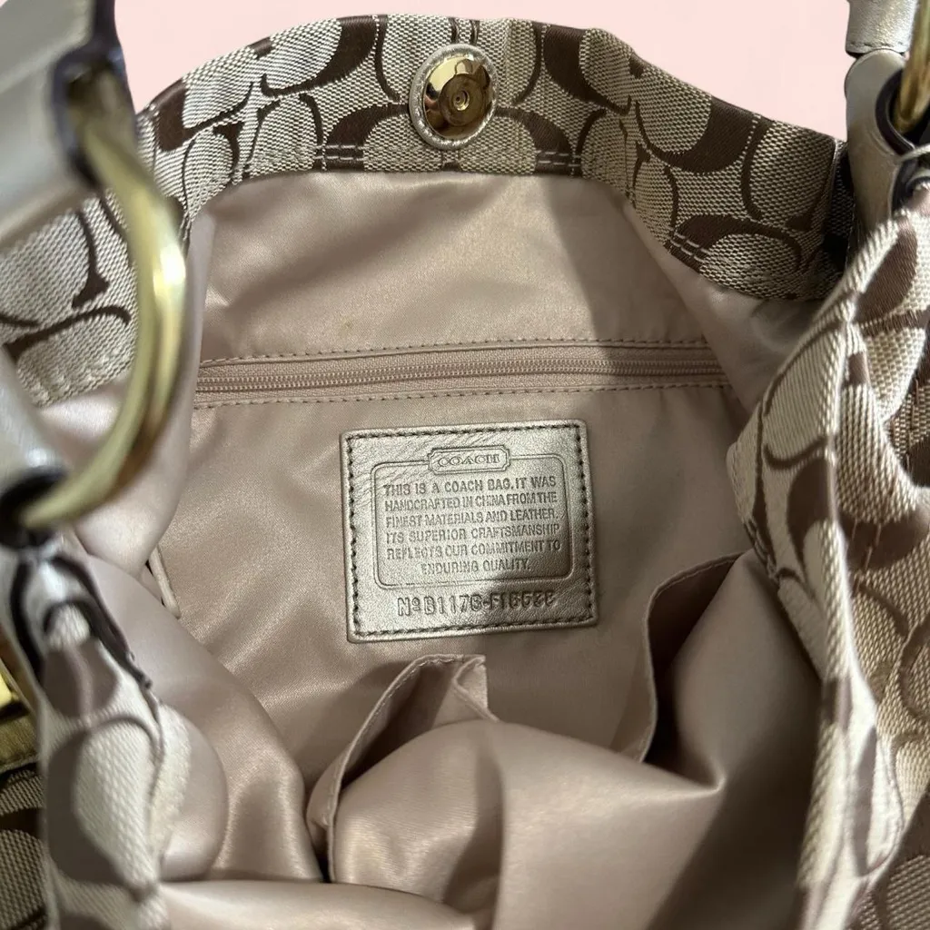 Coach  Tan and Brown Patterned Shoulder Bag - Image 6