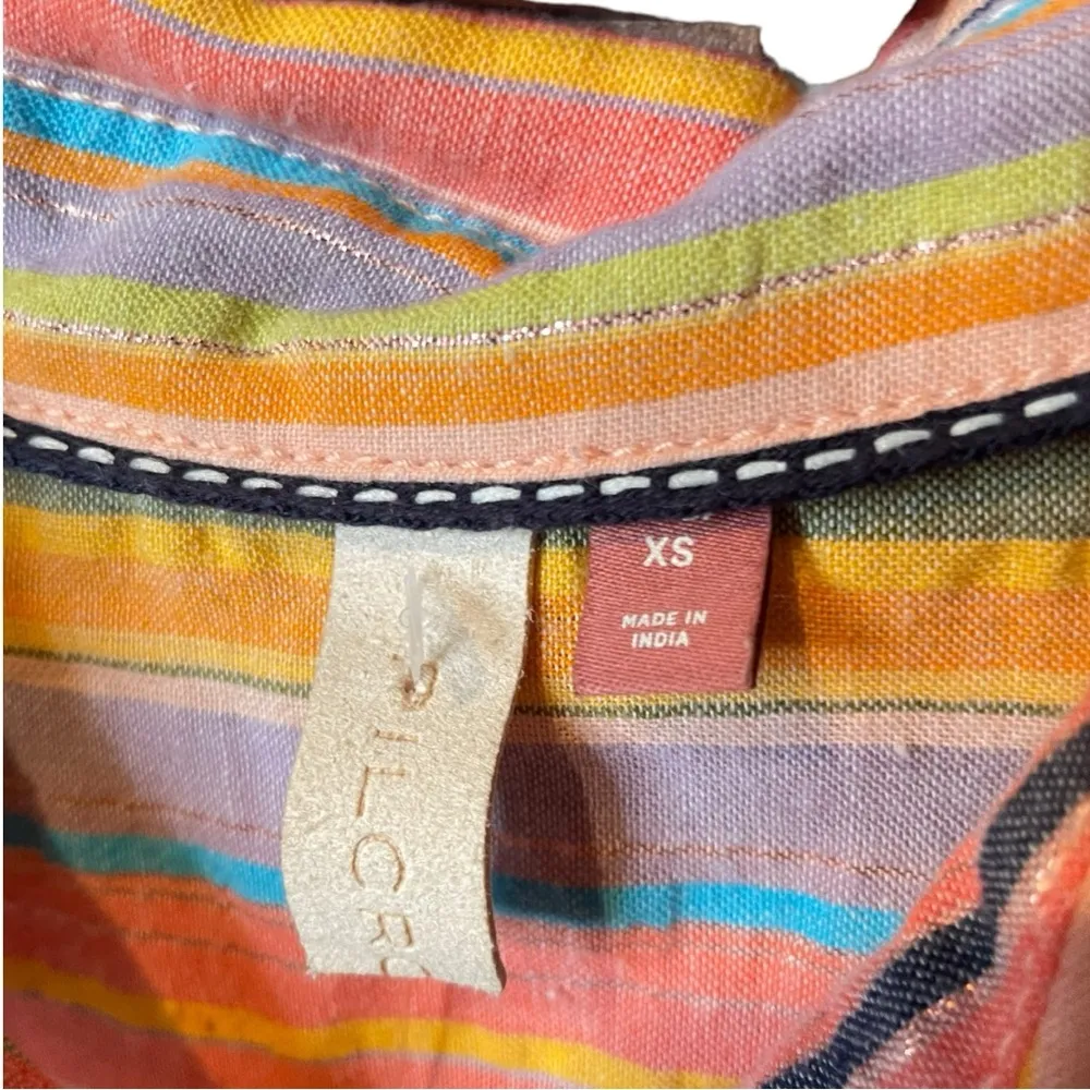 Pilcro Peach Multicolor Sparkle Stripe Long Sleeve Button down Shirt Size XS - Image 8