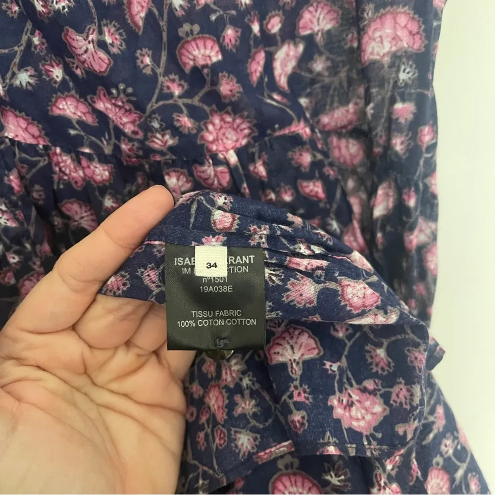 Isabel Marant Purple ÉTOILE Dress Floral Short Sleeve Lanikaye Midnight - Image 5