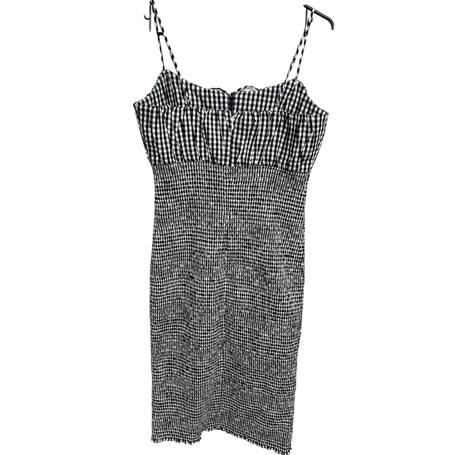 NWT J‎ Crew Smocked Milkmaid Cottagecore Feminine Dress Black Gingham Size 6 - Image 2