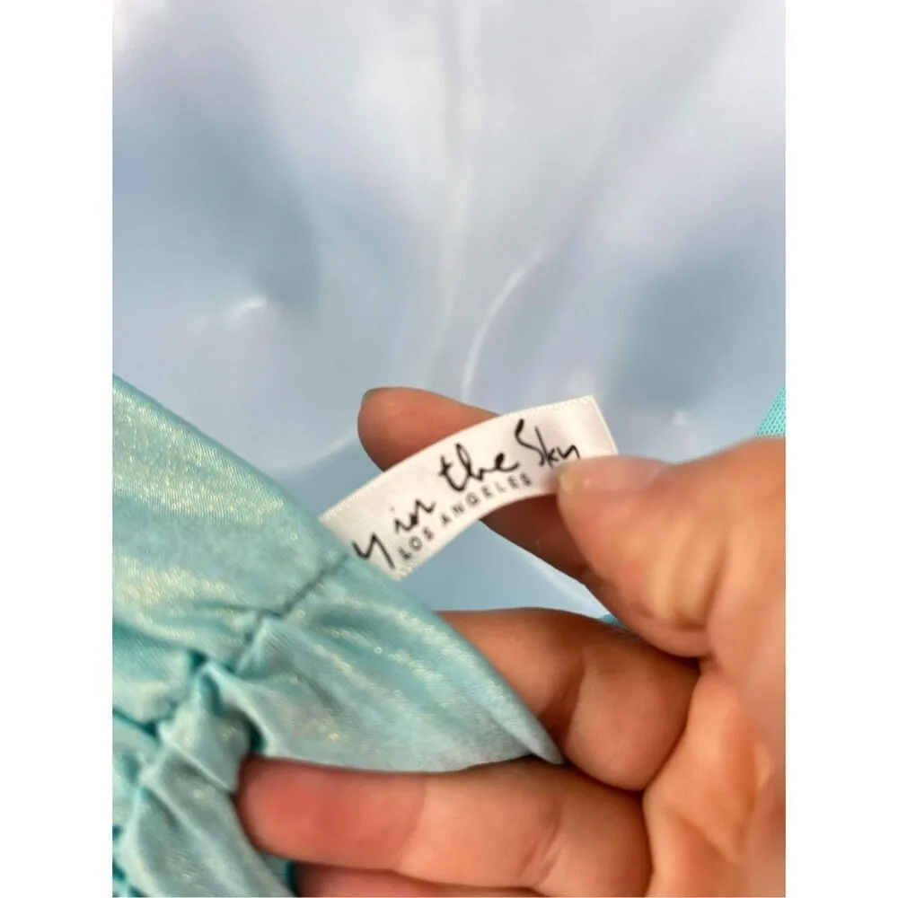 Vintage 90s Lucy in the Sky Sleeveless Ruched Bodycon Dress Light Blue Medium‎ - Image 7