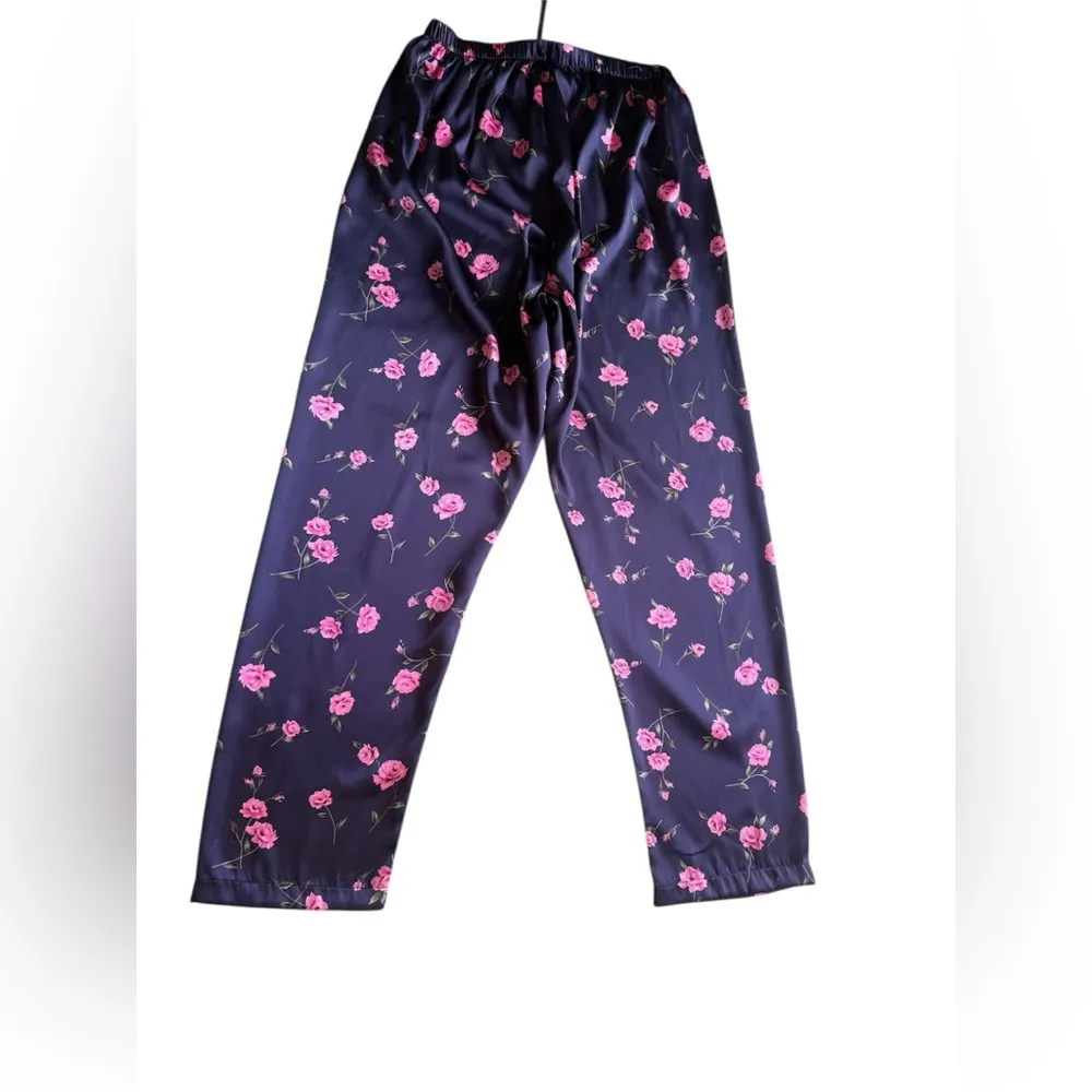 Floral Satin Pants pijama pant size M Blue Size M - Image 2