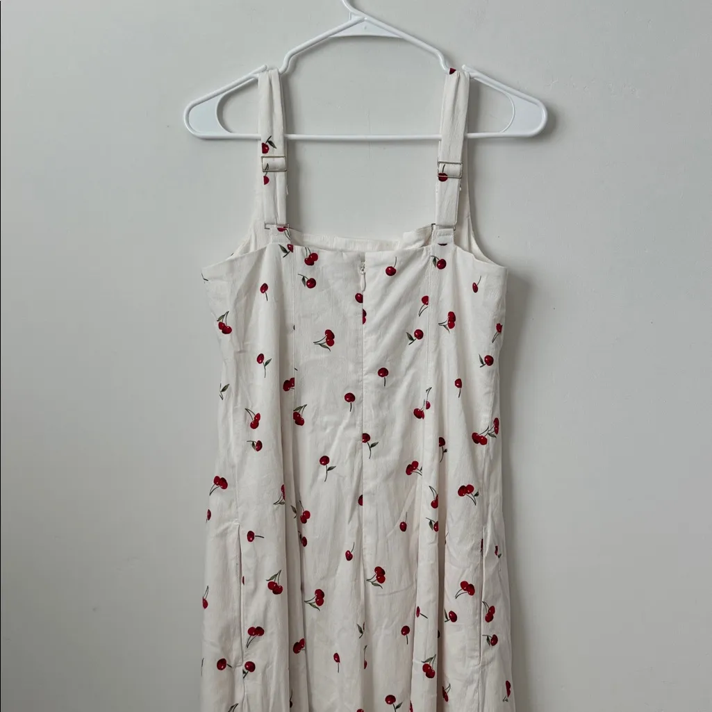 The A&F Mila Stretch Midi Dress in Cherry Print Size: L - Image 9