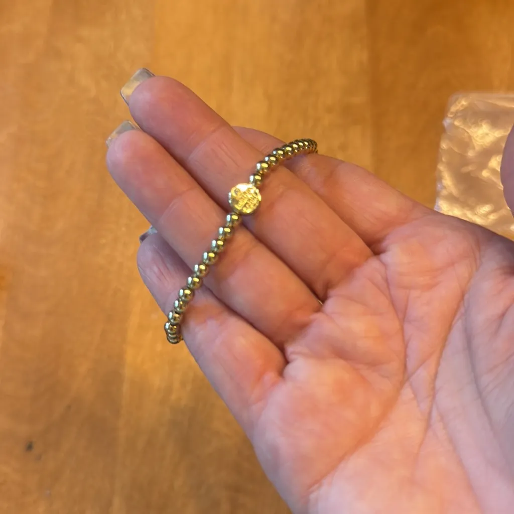 Marilyn Schiff elastic gold beaded lightning bolt bracelet Blue - Image 3